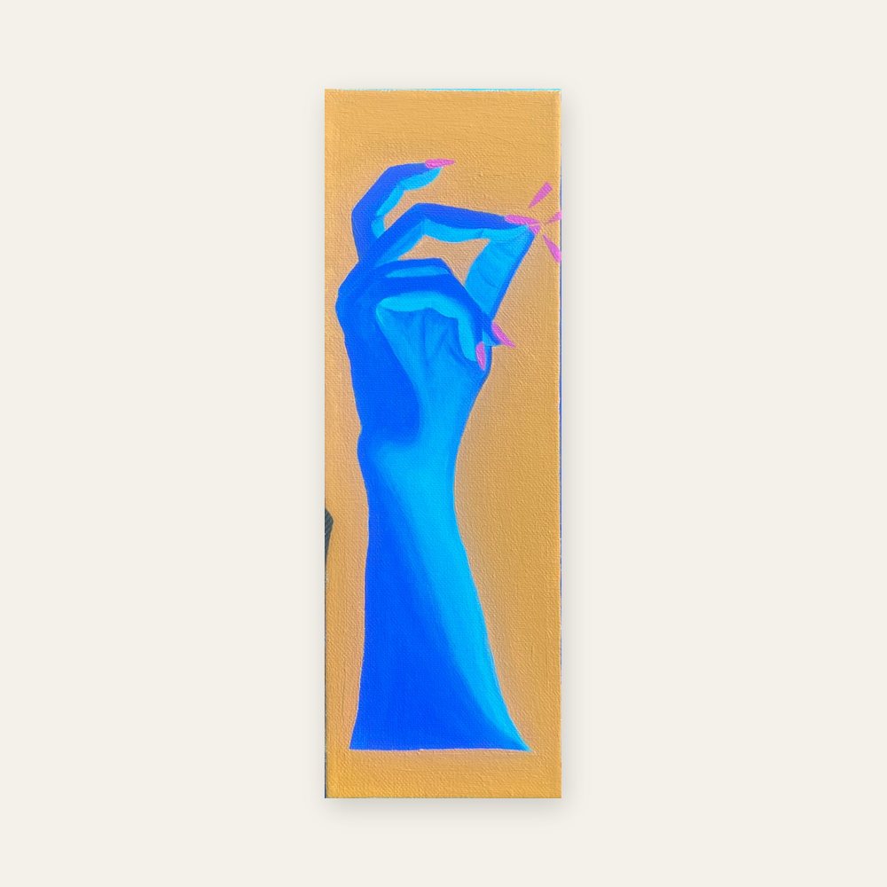 Hand in blue — [Medium] on canvas · [Year]
